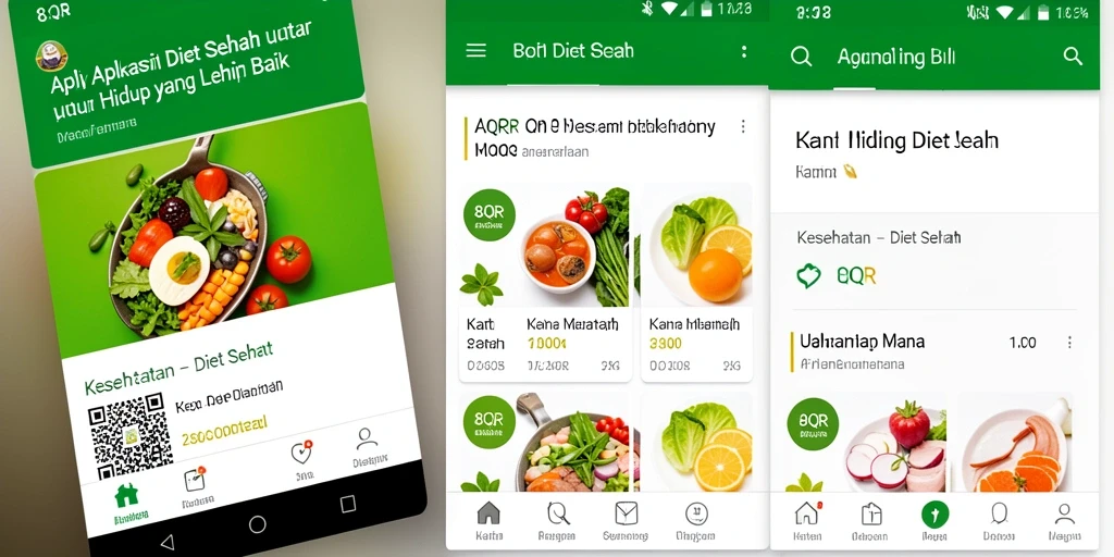 Screenshot antarmuka utama aplikasi Diet Sehat 8QR