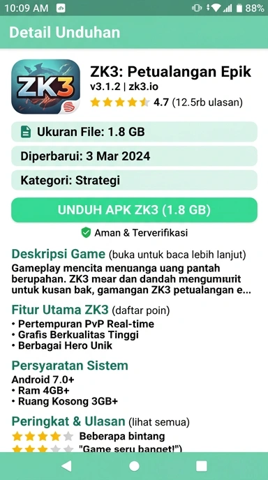 Tampilan halaman APK zk3
