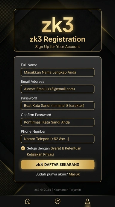 Tampilan halaman daftar zk3