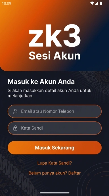 Tampilan halaman login zk3